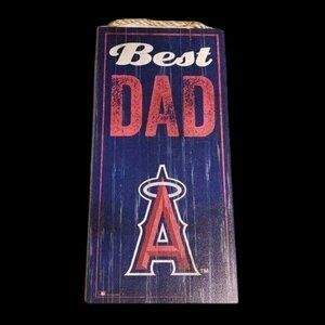 Los Angeles Angels Best Dad Distressed Look Wood Sign Gift Man Cave MLB